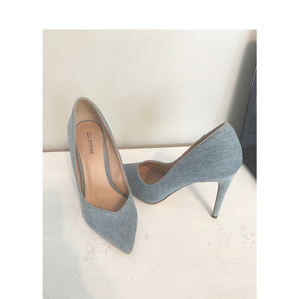‘EUC Jean Material Heels’-Denim Material